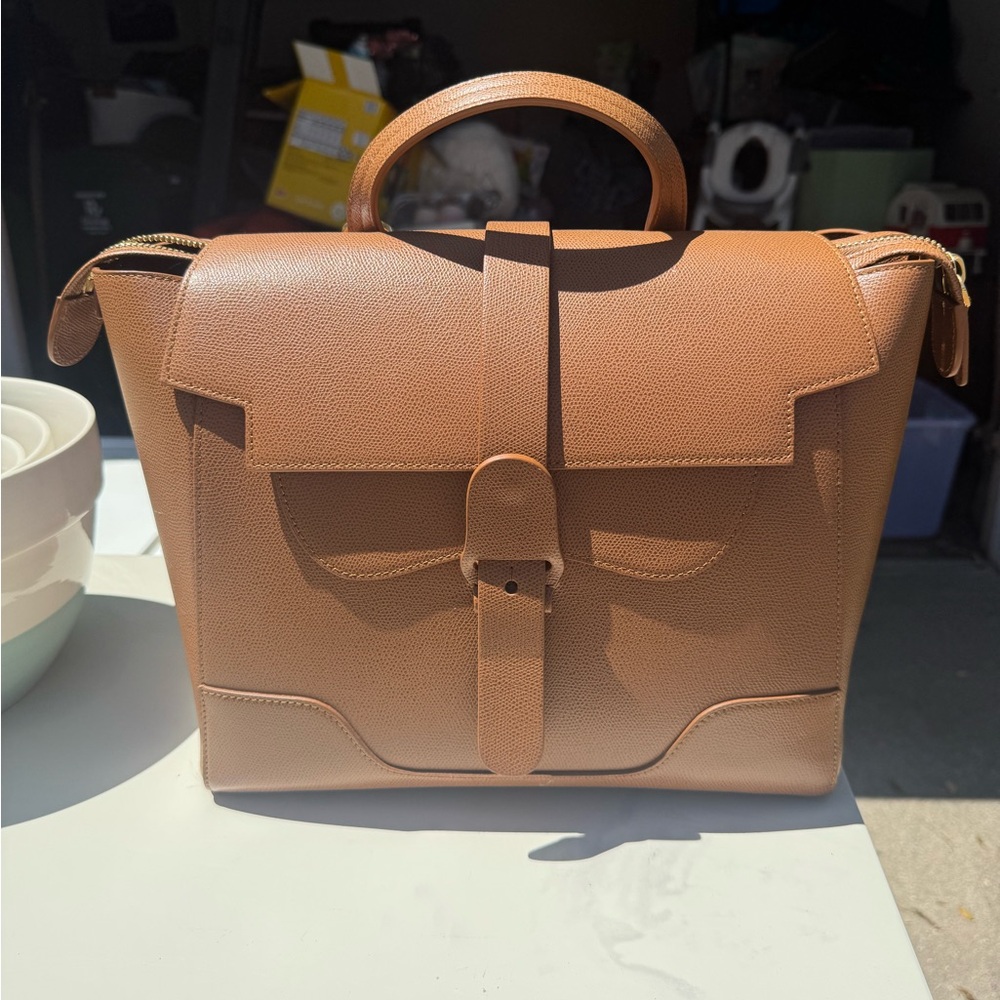 Senreve Tan Pebbled Leather Top-Handle Satchel
